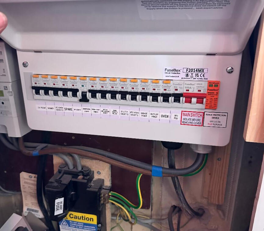 Consumer unit upgrade New consumer unit installed, labelled and fully tested.